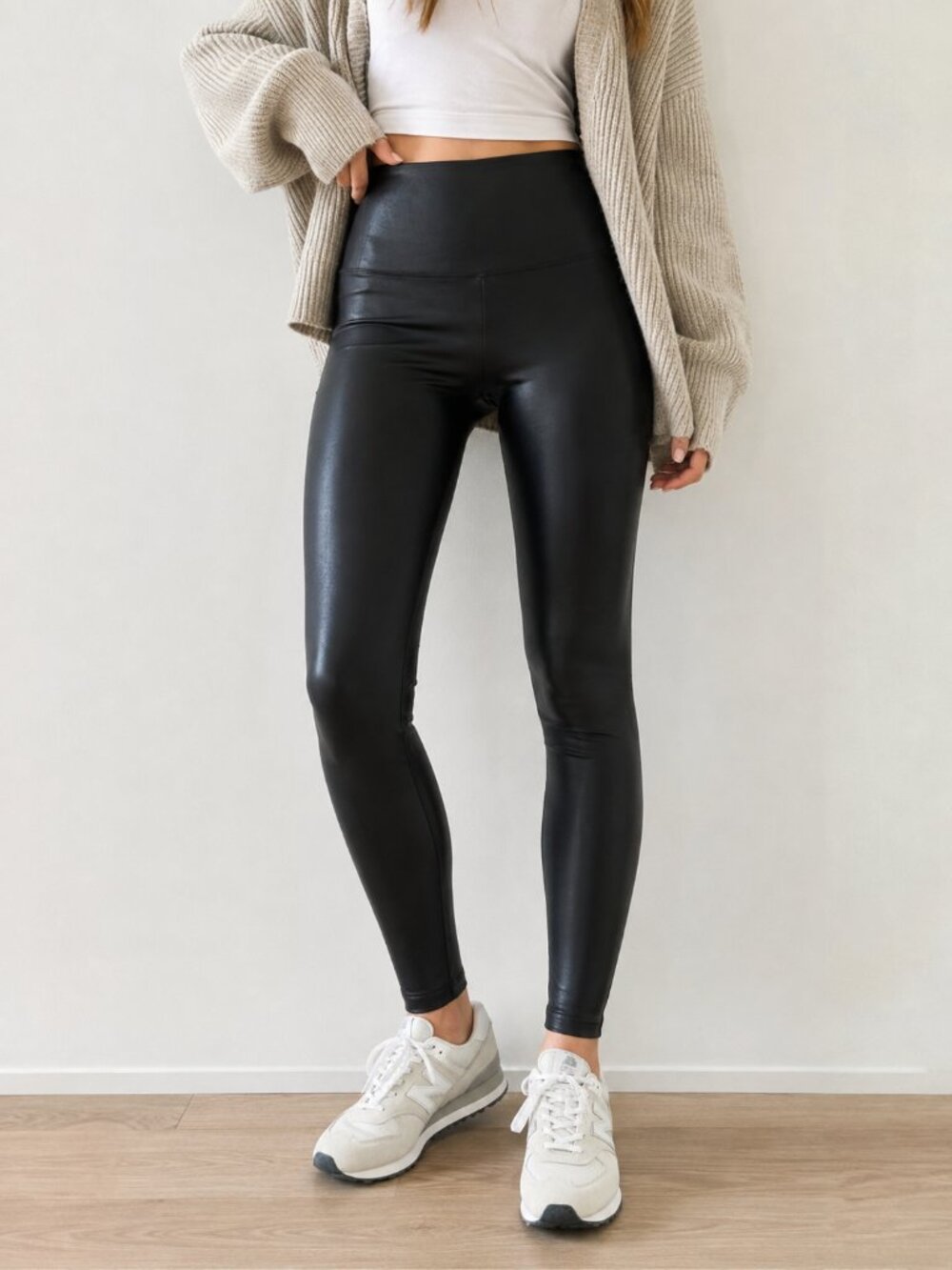Wilfred Free 'Daria' Black Faux Leather High-Rise Leggings, Size Large